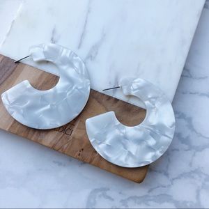 White Tortoise Statement Resin Earrings